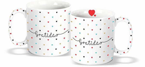 CANECA COM CORAÇÕES 300ML - GRATIDAO (unidade)