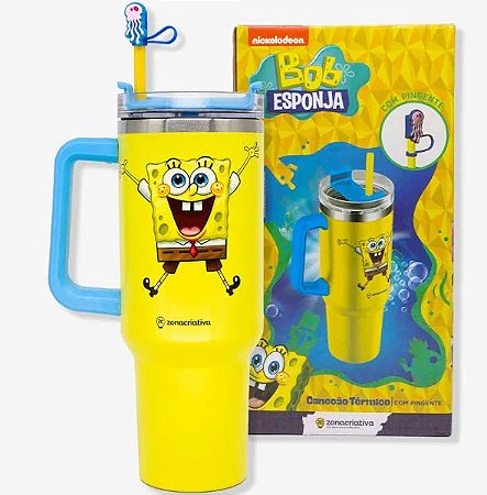 CANECÃO BOB SPONJA TERMICO TUMBLER CANUDO + PIGENTE FRIO ATE 12H