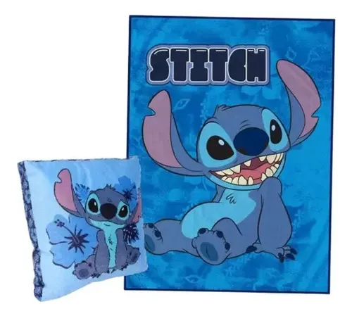 KIT ALMOFADA  E MANTA  INFANTIL STITCH  DISNEY - ZONA CRIATIVA