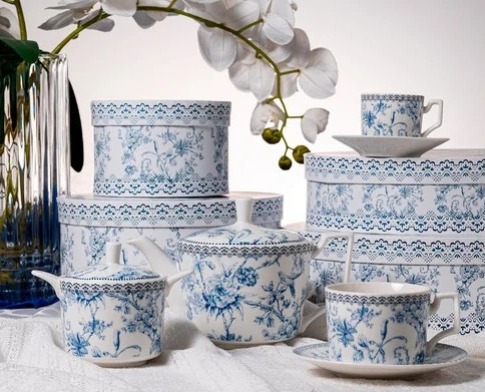 JOGO DE XICARA PARA CAFÉ HORTENSIA AZUL