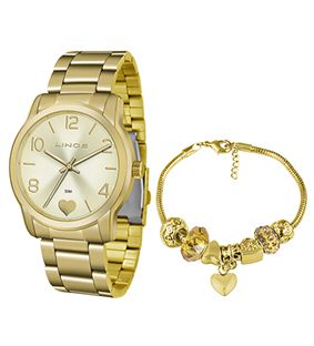 Relógio Lince feminino Urban analógico dourado LRG4553L
