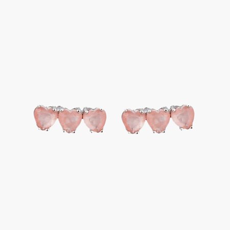 Brinco Ear Cuff Quartzo Rosa Banhado a Prata 925