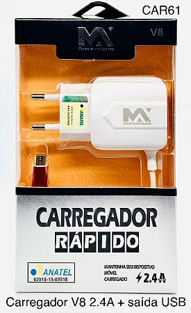 CARREGADOR RÁPIDO PARA CELULAR V8 3.6 MAX-CAR65