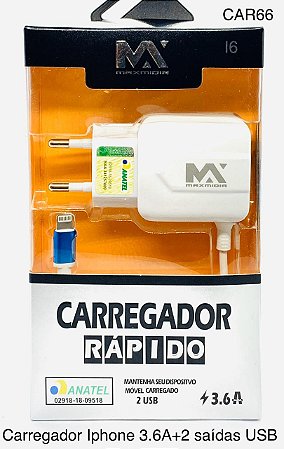 CARREGADOR RÁPIDO PARA CELULAR I6 MA-CAR62