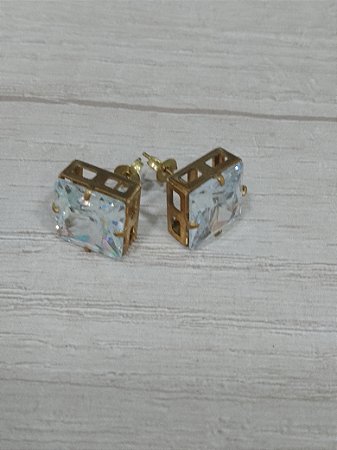 Brinco quadrado zircônia 12mm