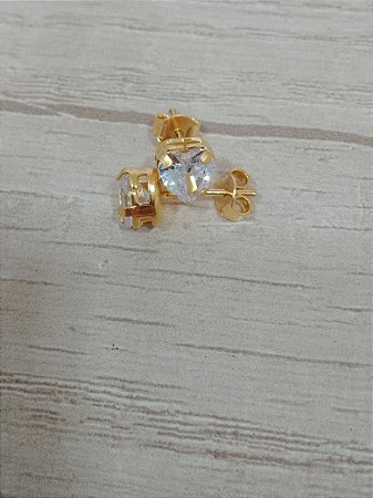 Brinco zircônia coração 6 mm