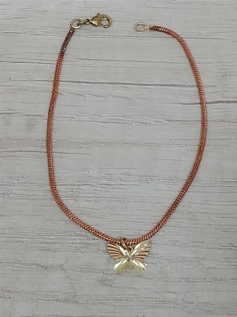 Pulseira rabo de rato fina com borboleta