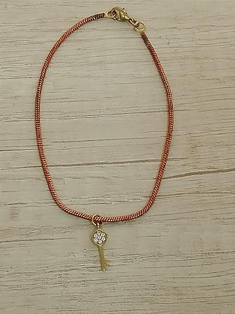 Pulseira rabo de rato, chave com micro zirconia