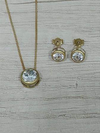 Conjunto em zirconia redonda