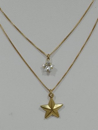 Colar duplo estrela zircônia