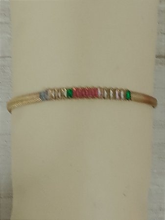 Pulseira em malha com baguete colorida