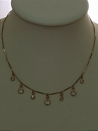 Choker com pedra cristal no bruto