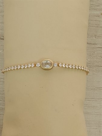 Pulseira zirconia com pedra oval