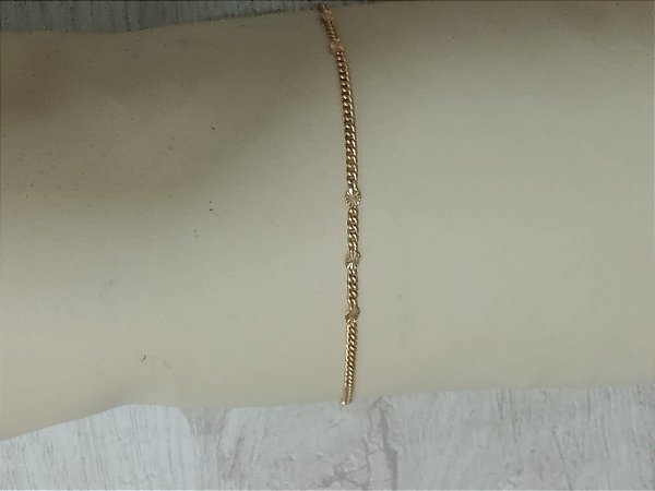 Pulseira grumet com disco diamantado