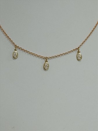 Choker elo português com zircônia oval