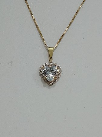 Colar com pingente coração zircônia
