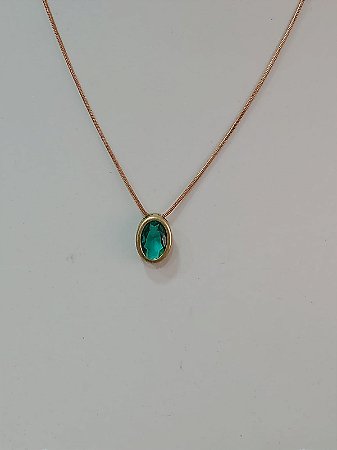 Colar rabo de rato com pedra oval