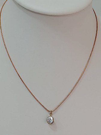 Choker corrente rabo de rato com zircônia