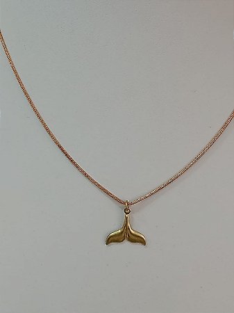 Choker corrente rabo de rato com pingente rabo de peixe