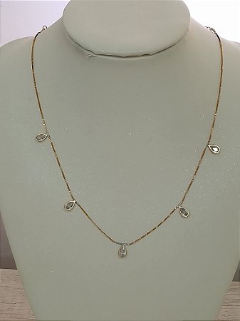 Choker corrente veneziana com gotas em zirconia