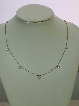 Choker corrente veneziana e pontos de luz em zirconia