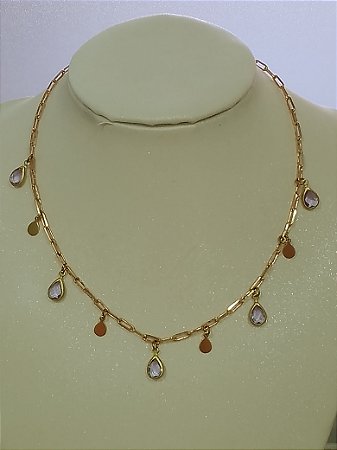 Choker corrente elo com gotas