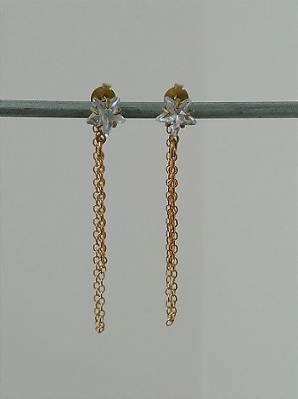 Brinco estrela zirconia e corrente