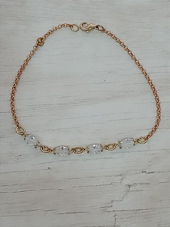 Pulseira elo português com zirconia navete