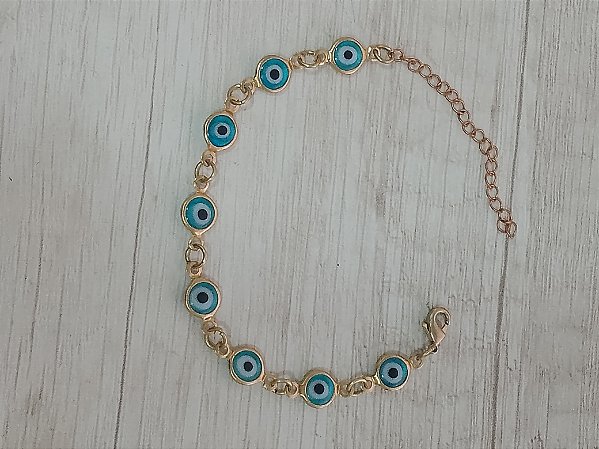 Pulseira olho grego azul claro