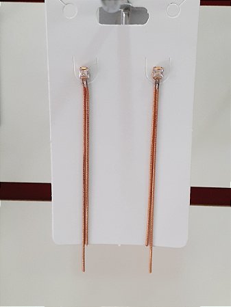 Brinco franja rabo de rato com zircônia