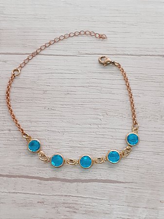 Pulseira azul claro  com elo português