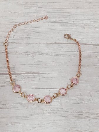 Pulseira rosa  com elo português