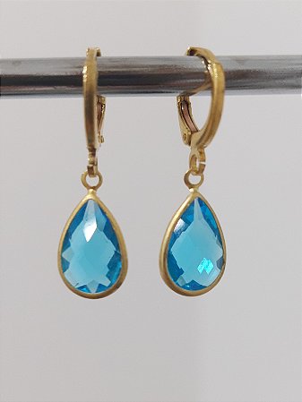 Argola gota 6x8  azul