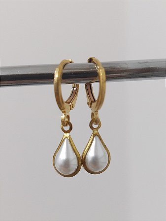 Argola gota perola 6x8