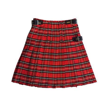 Kilt Masculina em Gabardine Italiano - Xadrez Vermelho e Preto
