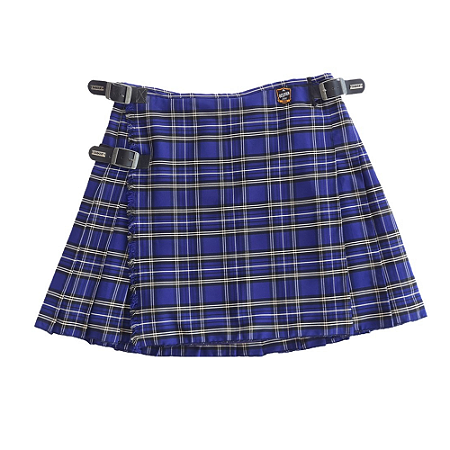 Kilt Masculina em Gabardine Italiano - Xadrez Azul e Branco