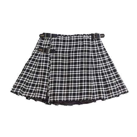 Kilt Masculina em Gabardine Italiano - Xadrez Preto e Branco