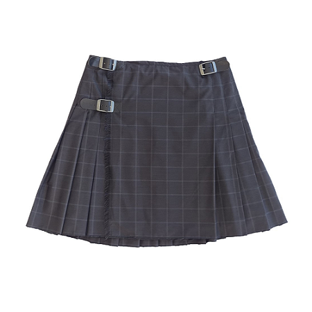 Kilt Masculina em Gabardine Italiano - Xadrez Cinza Escuro