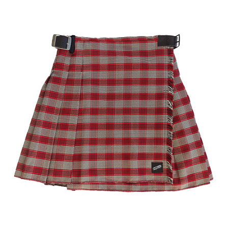 Kilt Feminina de Gabardine - Xadrez Vermelha e Branca