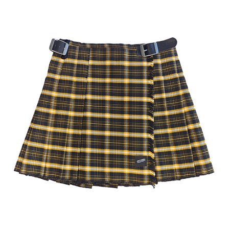 Kilt Feminina de Gabardine - Xadrez Amarela e Preta