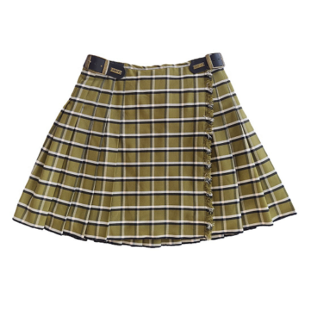 Kilt Feminina de Gabardine - Xadrez Amarelo Escuro