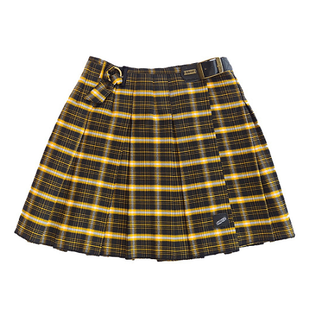 Mini-Kilt Feminina em Gabardine - Preta e Amarela