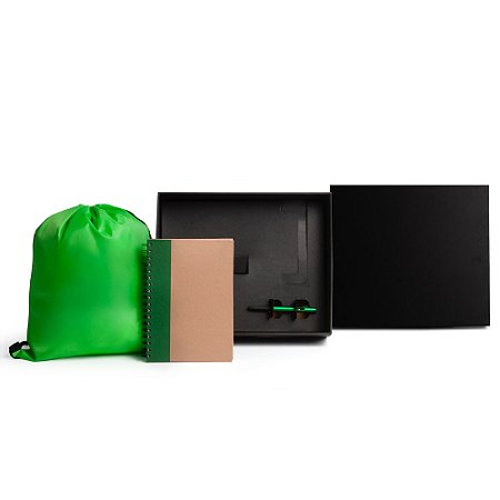 Kit Mochila, Caderno E Caneta - Verde