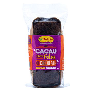 Bolo de Cacau com Gotas de Chocolate Sem Glúten e Lactose 80g