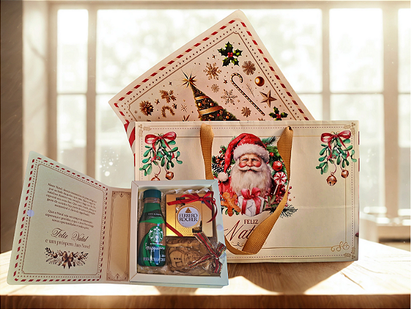 Cesta Natal Livro Starbucks. Cesta sacola Noel Presente