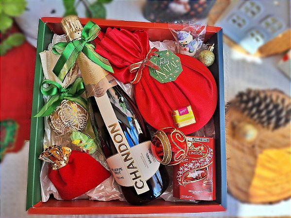 Cesta Cartonada Chandon Boas Festas . Cesta de Natal Chandon Premium