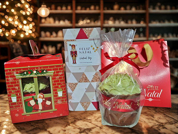 Cesta presente mini panetone pistache