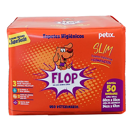 TAPETE HIGIENICO 60X55 C/50 INTERNACAO C/FITA FLOP SLIM (3091)
