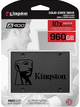 SSD Kingston A400, 960GB, SATA, Leitura 500MB/s, Gravação 500MB/s - SA400S37/960G