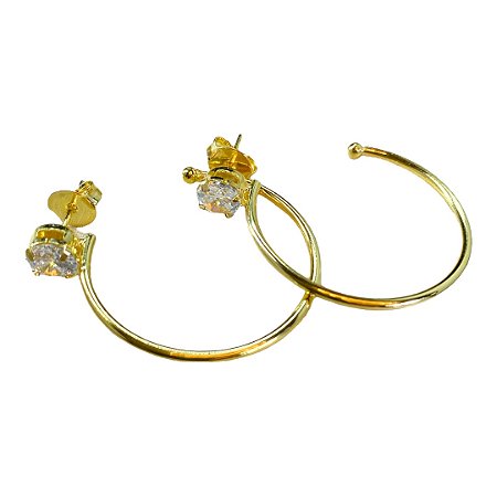 Brinco Argola M ponto de luz cristal